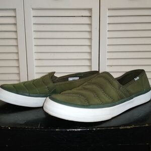 Keds Olive Green Quilted Slip-On Sneakers Size 7 Softerra Comfort